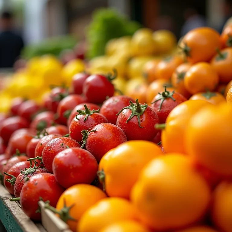 Variedade de comidas coloridas e deliciosas no Mercado Municipal de Curitiba.