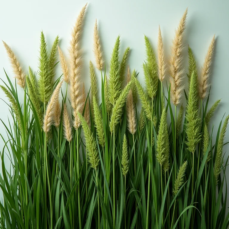 Variedade de gramas de clima frio dispostas de forma organizada.