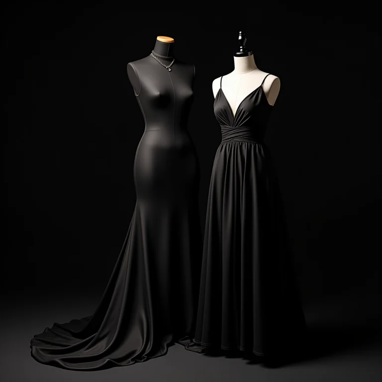 Vestidos e acessórios para um evento black tie.