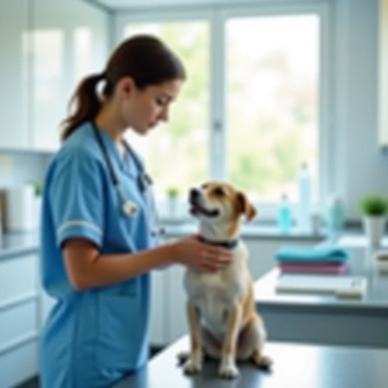 Veterinário examinando cachorro