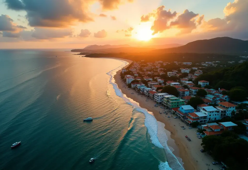 Porto Seguro: 7 passeios incríveis (e baratos) para sua viagem Vista aérea de Porto Seguro ao pôr do sol