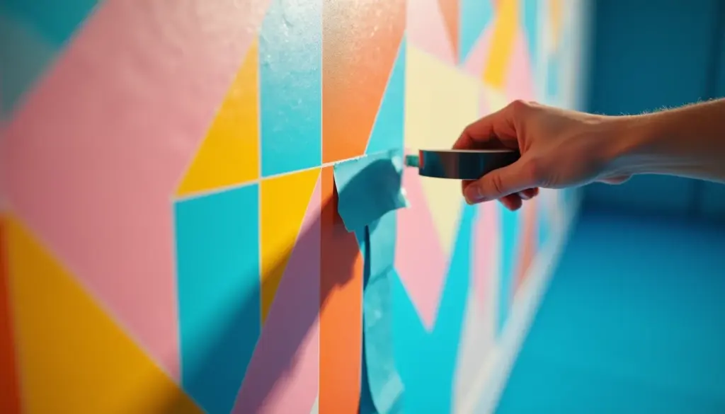 Pintura Geométrica na Parede: Crie Designs Incríveis com Fita Crepe!