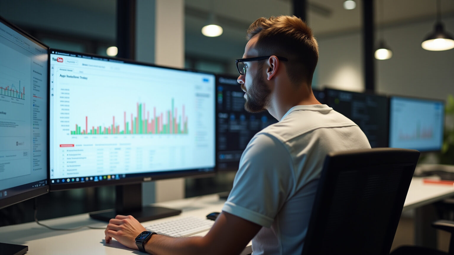 High Ticket vs. Visualizações: A Estratégia Definitiva para Lucrar no YouTube em 2026 Criador de conteúdo analisando dados do YouTube focando em vendas High Ticket.